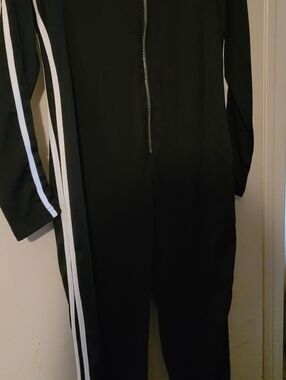 Black Jumpsuit with White Side Stripes
